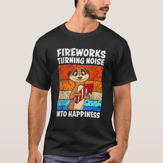 騒音を幸せに変える花火おもしろい Tシャツ (正面)