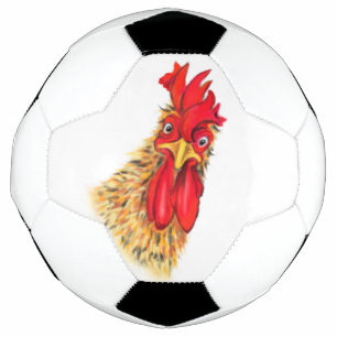 驚いたおもしろい雄鶏 – おもしろいスケッチ サッカーボール