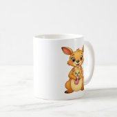 驚いたカンガルーと赤ちゃん - 両面マグカップ コーヒーマグカップ (正面右)