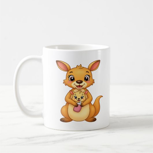 驚いたカンガルーと赤ちゃん - 両面マグカップ コーヒーマグカップ (左)