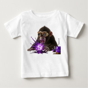 驚いたサル科学者と爆発する紫色のChe ベビーTシャツ