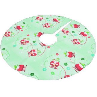 驚いたサンタ ブラッシュドポリエステルツリースカート