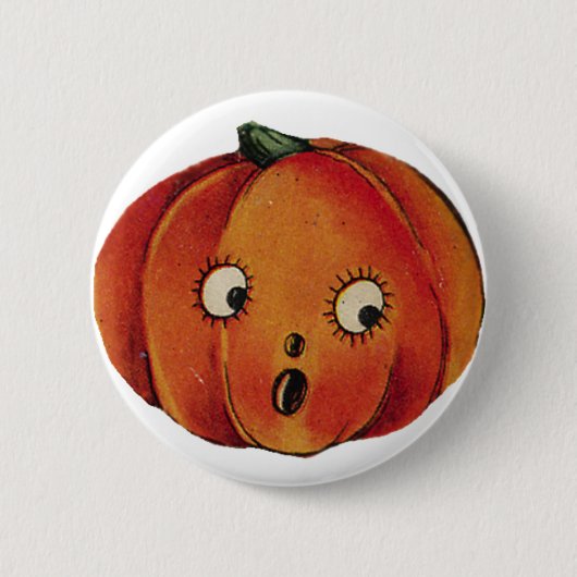 驚いたハロウィーンのカボチャ 缶バッジ (正面)