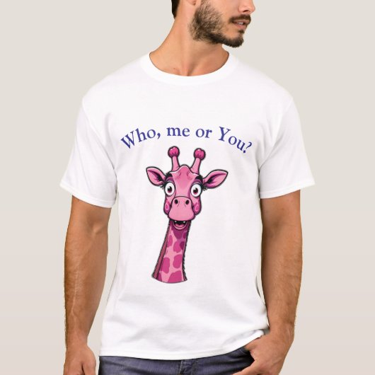 驚いたピンクのキリン Tシャツ (正面)