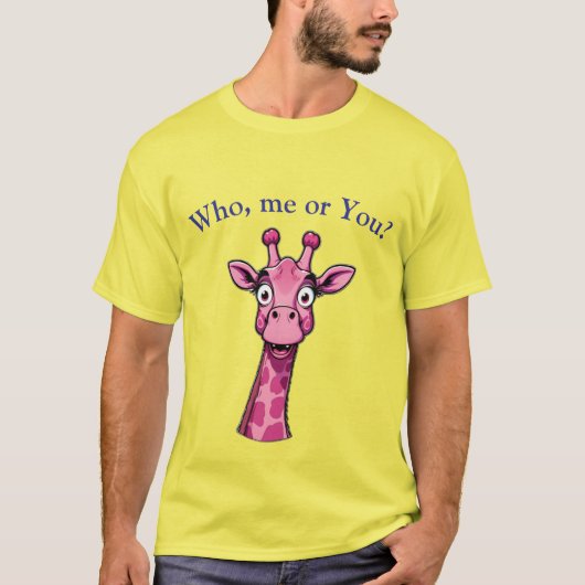 驚いたピンクのキリン Tシャツ (正面)