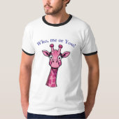 驚いたピンクのキリン Tシャツ (正面)