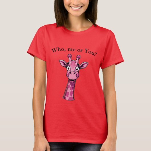 驚いたピンクのキリン Tシャツ (正面)