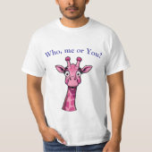 驚いたピンクのキリン Tシャツ (正面)