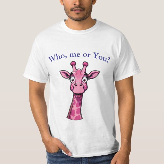 驚いたピンクのキリン Tシャツ (正面)