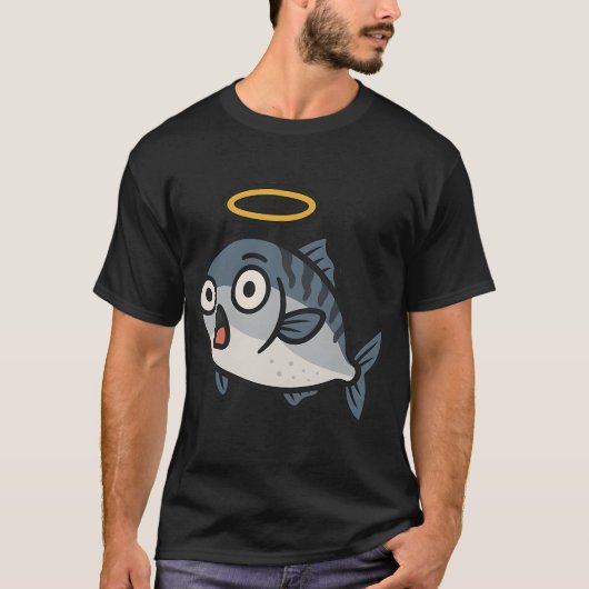驚いたホーリーマッカレルステッカー - 漫画風の魚 Tシャツ (正面)