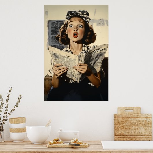 驚いた女読人新聞 ポスター (キッチン)