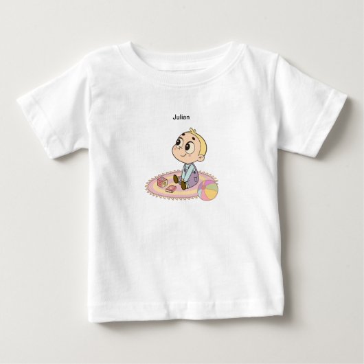 驚いた少年イラスト ベビーTシャツ (正面)