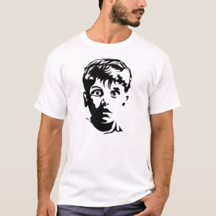 驚いた少年グラフィックアートステンシルTシャツ Tシャツ