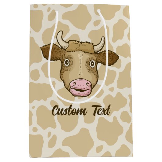 驚いた牛の抱き枕 ミディアムペーパーバッグ (正面)