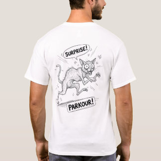 驚いた猫の面白イラスト・ミームデザイン Tシャツ