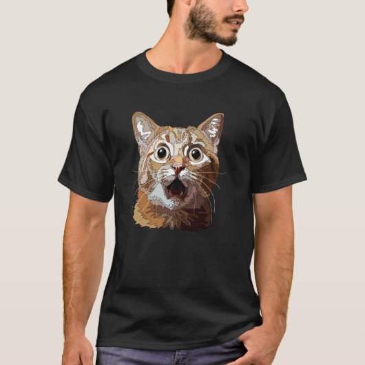 驚いた猫 Tシャツ (正面)