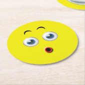 驚いた絵文字 ラウンドペーパーコースター (アングル)