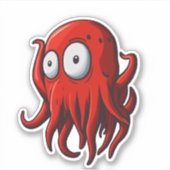 驚いた赤イカ シール (正面)