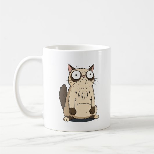 驚いた顔のぐうたら猫のコーヒーマグ コーヒーマグカップ (左)