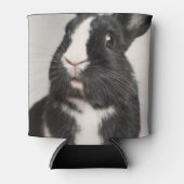 驚いた黒と白のバニーウサギ 缶クーラー (正面)