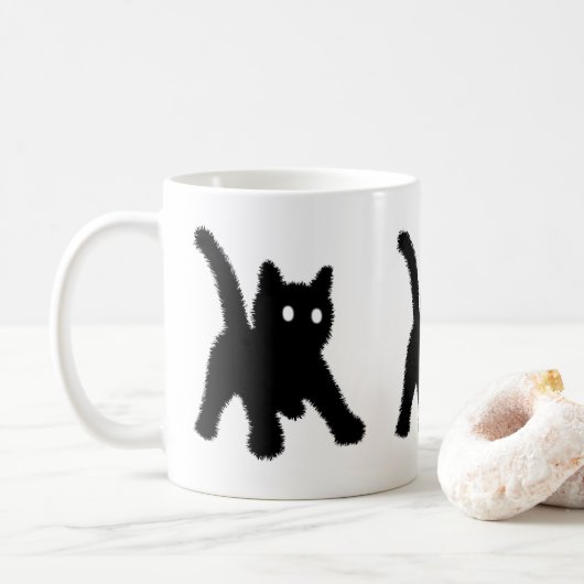 驚いた黒猫の面白いミーム コーヒーマグカップ (ドーナツ)