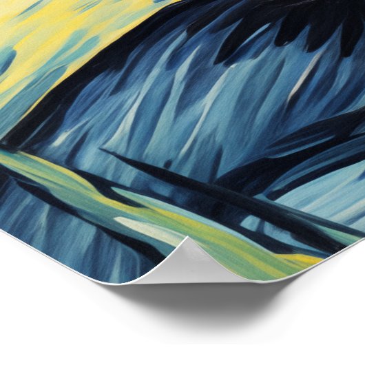 驚いた黒猫アート ポスター (角)