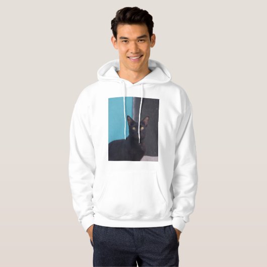 驚いた黒猫 パーカ (正面フル)