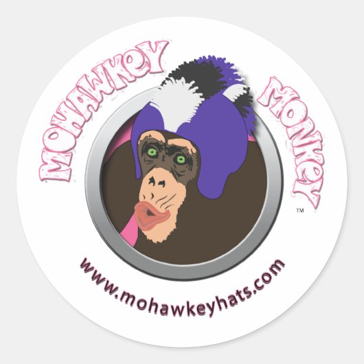 驚いたMohawkey Monkeyステッカー ラウンドシール (正面)