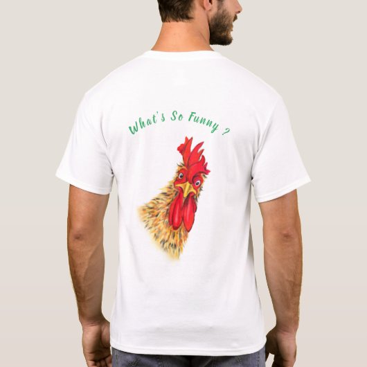 驚おもしろいいたルースター付きTシャツ – カスタム文字 Tシャツ (裏面)