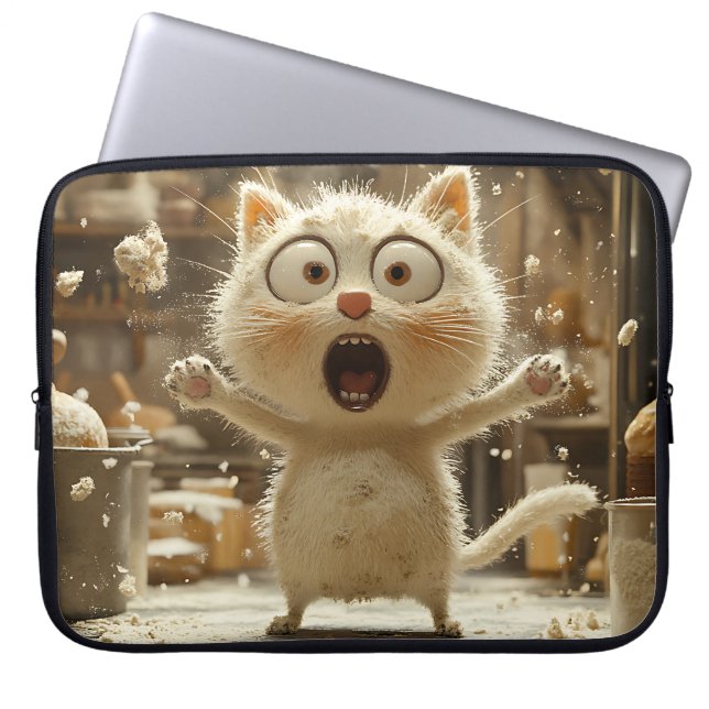 驚おもしろいいた太った猫 ラップトップスリーブ (正面)