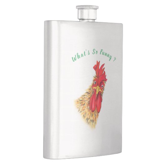 驚おもしろいいた好奇心旺盛な雄鶏 – 何がそうおもしろい フラスク (右)