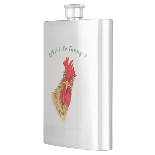 驚おもしろいいた好奇心旺盛な雄鶏 – 何がそうおもしろい フラスク (左)