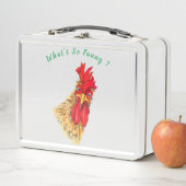 驚おもしろいいた好奇心旺盛な雄鶏 – 何がそうおもしろい メタルランチボックス (インサイチュ)