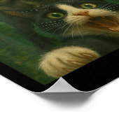 驚おもしろいいた猫セルフィーTレックス恐竜B ポスター (角)