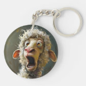 驚おもしろいいた羊のお洒落動物表現 キーホルダー (裏面)