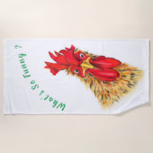 驚おもしろいいた雄鶏 – 何がそうなのおもしろい?  ビーチタオル (正面)