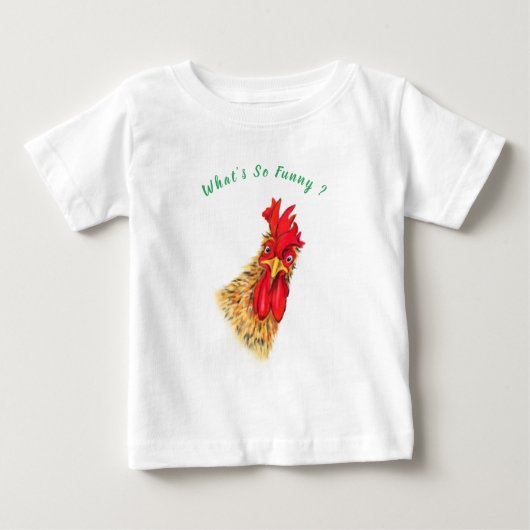 驚おもしろいいた雄鶏 – 何がそうなのおもしろい? ベビーTシャツ (正面)