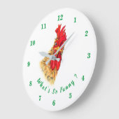 驚おもしろいいた雄鶏 – 何がそうなのおもしろい?  ラージ壁時計 (傾斜)