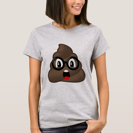 驚かされたウンチガラスEmoji Tシャツ (正面)
