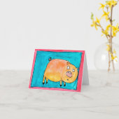 驚かされたブタ • ニックAbramsの年齢13 カード (黄色い花)