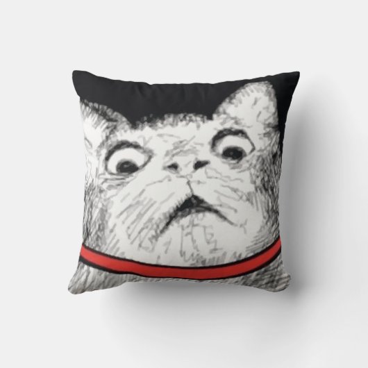 驚かされた猫のあえぎのミーム-枕 クッション (裏面)