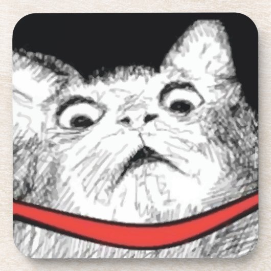 驚かされた猫のあえぎのミーム- 6つのコルクのコースターのセット コースター (正面)