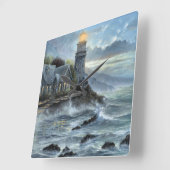 驚かせる着色された灯台 スクエア壁時計 (傾斜)