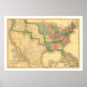 驚かせる米国アメリカは1839年の地図を描きます ポスター