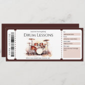 驚きのドラムレッスンギフト証明書テンプレート 招待状 (正面/裏面)