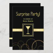 驚きのパーティの招待状-コンテンポラリー 招待状 (正面/裏面)
