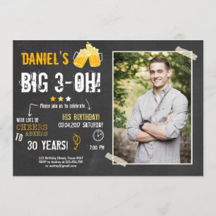 驚きのパーティー応援とビールの誕生30人目の男性 招待状