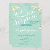 驚きのパーティー招待状の女性の誕生日スペインの 招待状 (正面/裏面)