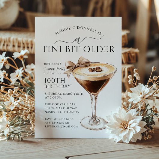 驚きのパーティーA Tiniビット古いMartini 100th 招待状