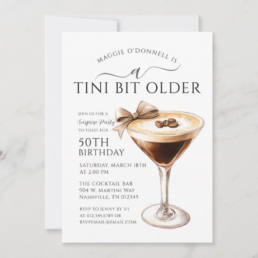 驚きのパーティーA Tiniビット古いMartini 50th 招待状 (正面)